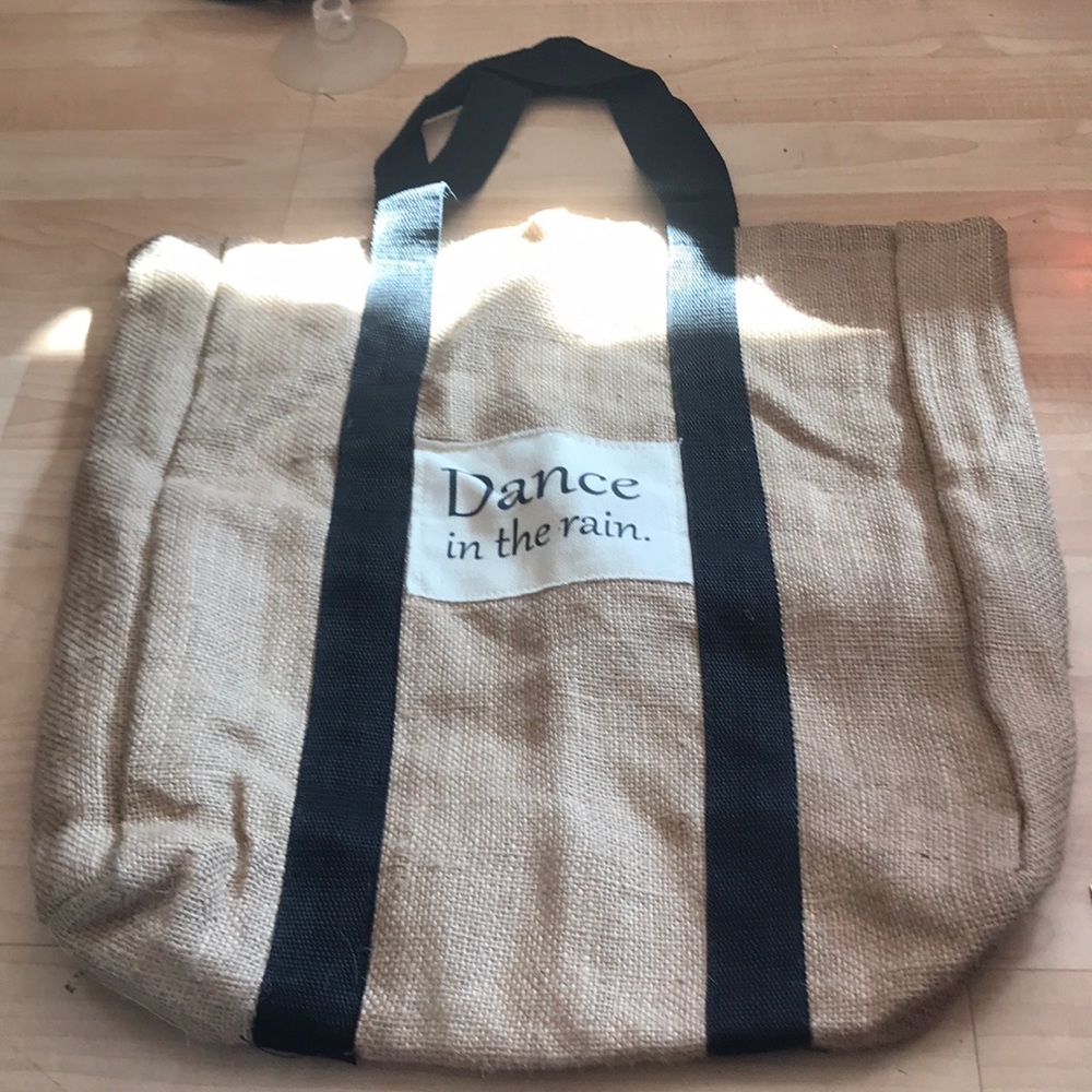 Dance in the rain burlap bag/tote